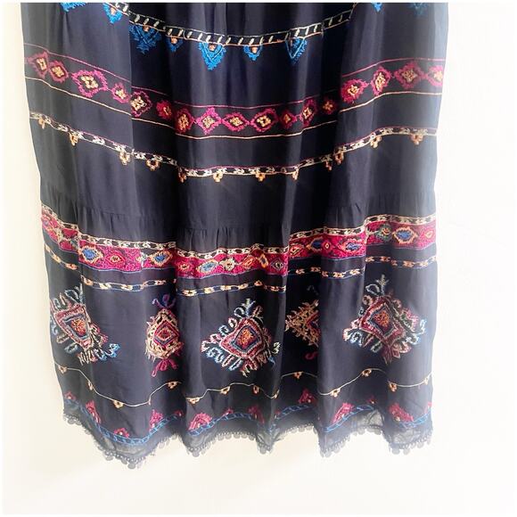 Chico's Black and Multicolor Embroidered Midi Skirt - Picture 7 of 16